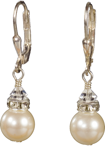 3” drop earrings feature glass pearls, rhinestones and crystals by Erica Koesler Wedding Accessories, available at Anderson's Bride, $66.