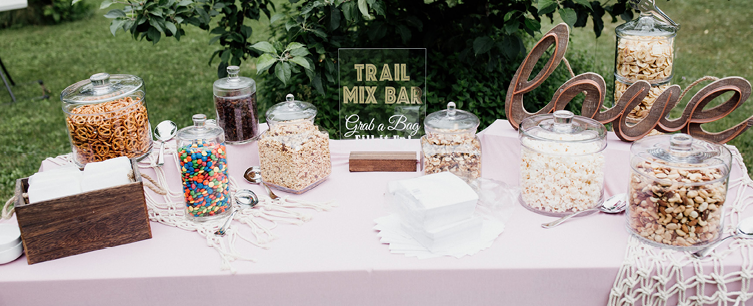Wedding trail mix bar  Wedding trail mix bar, Trail mix, Wedding snacks